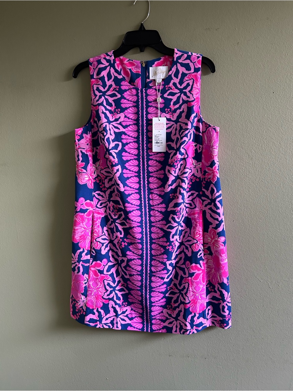 NWT Lilly Pulitzer Edita Shift Starlight Navy Dress with Hot Pink Floral Print